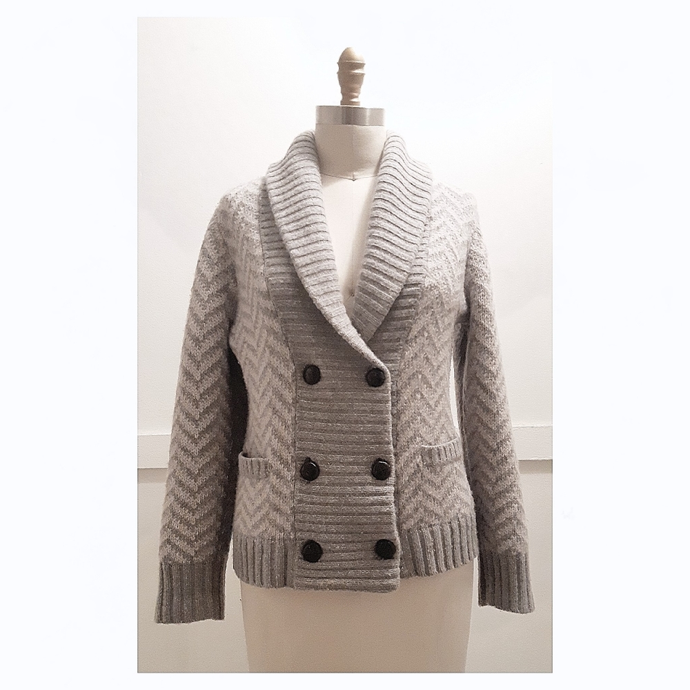 J.CREW • WOOL CASHMERE GREY CARDIGAN JACKET